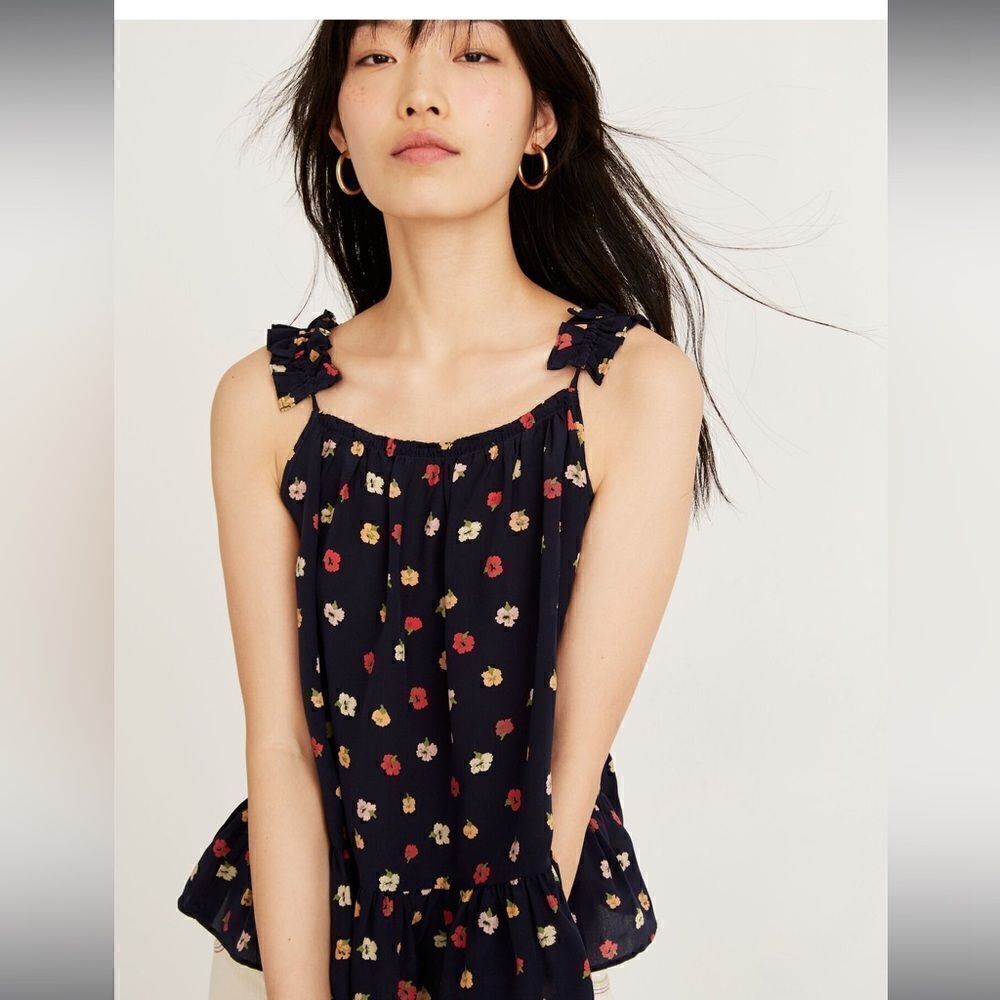 Madewell Silk Ruffle-Strap Cami Top in Confetti Floral